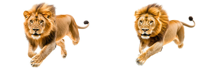 Obraz premium Set of a running lion, isolated on a transparent background.