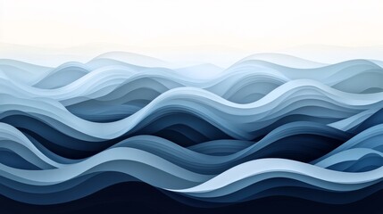 Fototapeta premium Serene Wave Patterns Gradient Background - Minimalistic Design with Depth in Blue Tones