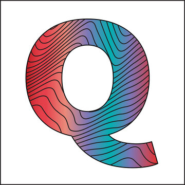 1Q Letter Q Gradient Vector Illustration - Letter Q logo - Wavy warped Text = Letter Q