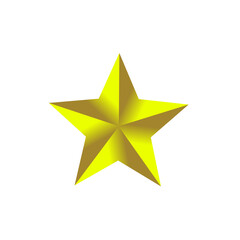 Golden star isolated on transparent background