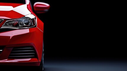 Sleek Red Car Front View Against a Black Background