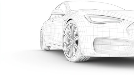 Detailed Wireframe Car Design Illustrating Modern Automotive Engineering Concepts