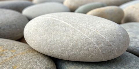 A Single Smooth Stone Rests Upon Others, Its Surface Showing the Marks of Time and the Force of Water