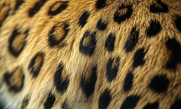 Close-Up of Leopard Fur Pattern with Vibrant Colors and Soft Texture