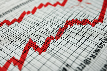 Red Line In Graph Red Line Graph Showing Financial Decline on Grid Background