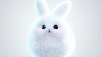 Obraz premium 귀엽고 포근한 하얀 토끼 캐릭터, 밝고 따뜻한 감성의 애니메이션 스타일, AI 생성 
