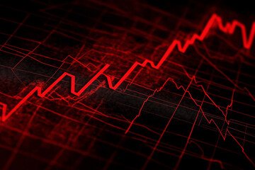 Fototapeta premium Close up of stock market chart showing red lines 