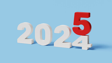2025 planning strategy to achieve goals. Beginning of success. Implementing new skills and starting new business projects. 2024 crushed by 2025. Transition from 2024 to 2025. 3D illustration