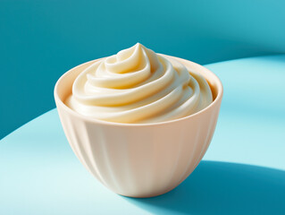 Bowl of fluffy whipped cream