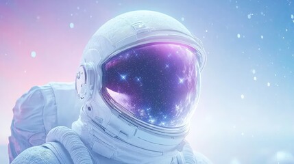 Astronaut in Space with Cosmic Reflection in Helmet Visor