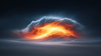 Captivating Abstract Representation of Fiery Waves in Dark Atmosphere
