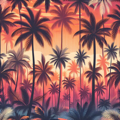 Obraz premium palm trees in the night