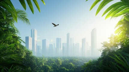 Urban Jungle: A Serene Blend of Nature and Modern Architecture