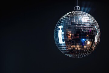 Disco ball isolated with copy space for party concept.