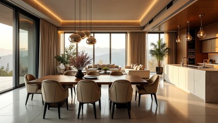 Luxurious Mountain Retreat with Lavish Dining and Sleek Contemporary Kitchen Design