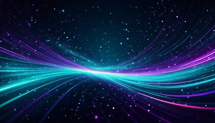 Fototapeta premium Mesmerizing neon light trails with cosmic starry background