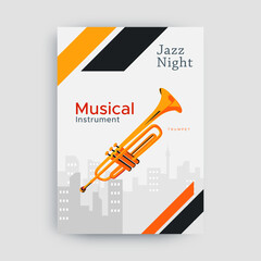 simple trumpet. Vector musical instrument aerophone, trumpet. Usually used to accompany pop and jazz music. The trumpet is played by blowing