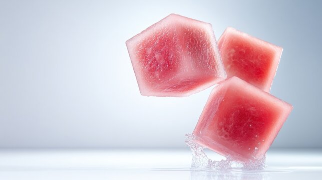 A close-up of colorful, heart-shaped gummy candies and sugar cubes in red, white, orange, green, pink, and yellow, isolated against a white background