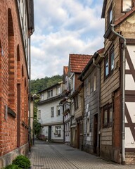 Fototapeta premium Beautiful old town of Hann Munden and its medieval half-timbered architecture