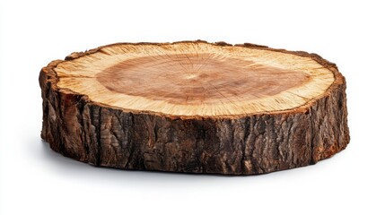 Oak stump, log firewood isolated on white, with clipping path