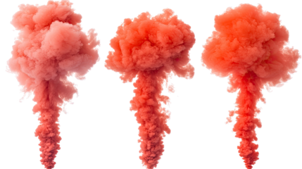 Red Smoke Clouds on a Transparent Background Generative AI