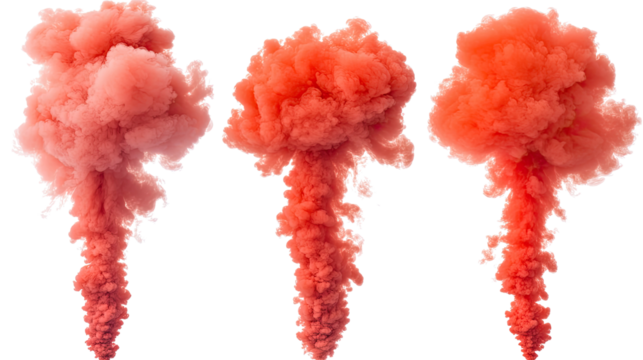 Red Smoke Clouds on a Transparent Background Generative AI