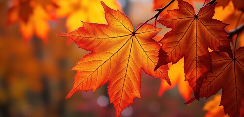 Vivid autumn leaves in rich red and orange hues, capturing the essence of fall. Perfect for seasonal promotions, nature themes, and eco-friendly projects.