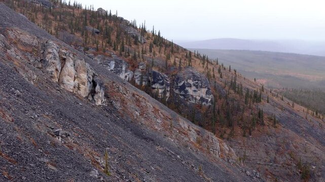 Mountains Near Engineer Creek, Dempster Highway, Yukon, Canada - Drone Shot