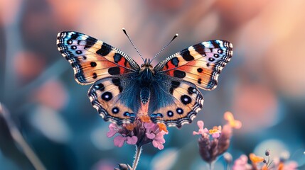 Obraz premium Colorful Butterfly on Pink Flower.