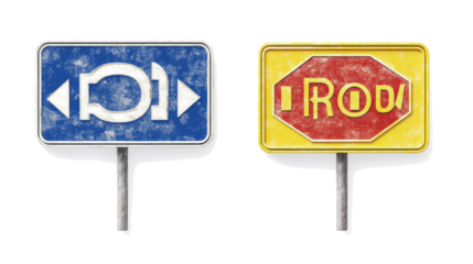 Collection of Various Road Signs Isolated on a Transparent Background Generative AI