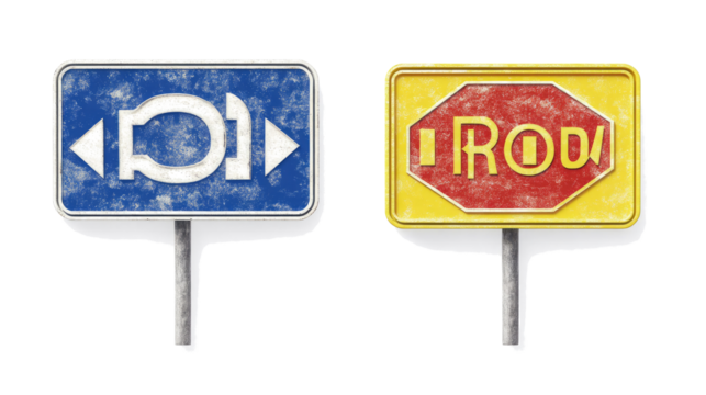 Collection of Various Road Signs Isolated on a Transparent Background Generative AI