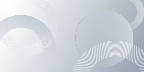 Minimal geometric white and blue circle background with golden line. modern transparency circle presentation background. Light circles template design. Object web design. Minimal poster simple Vector.