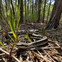Fototapeta premium Gliding Through Green: The Louisiana Pine Snake in Its Habitat