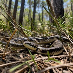 Fototapeta premium Fluid Motion: The Louisiana Pine Snake Among the Pines