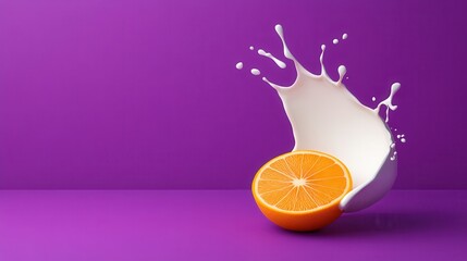 Enjoy a refreshing tropical delight split orange with a splash of milk for a unique taste experience