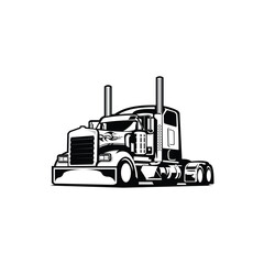 black and white truck logo vector illustration