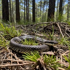 Fototapeta premium Winding Through Woods: The Louisiana Pine Snake in Its Habitat