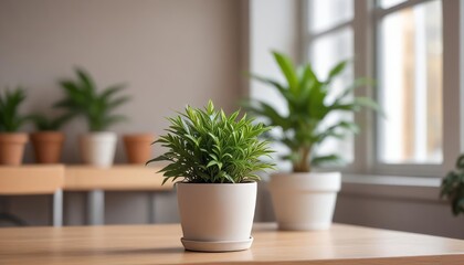 Indoor plant in vase near window as cozy home decor