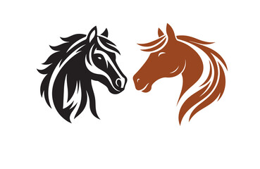 horse face silhouette vector outline logo design