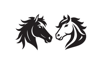 horse face silhouette vector outline logo design