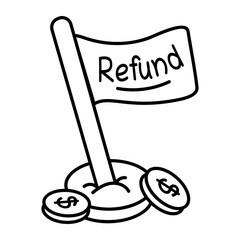 Refund policy icon in drawing style

