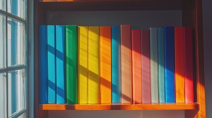 The vibrant world of education through colorful books on library bookshelves