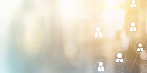 Abstract light background with network lines and user icons. Ideal for technology, social media, and communication themes.