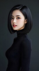 Fototapeta premium Young woman showcases modern fashion style