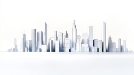 Naklejka premium Detailed line drawing of a city skyline, each building outlined with architectural precision in minimalist style.