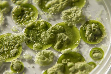 Obraz premium Green algae growing in a dish. AI.