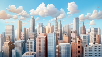 Obraz premium Expansive skyline of a bustling metropolis, capturing both historic and modern architecture in the cityscape.