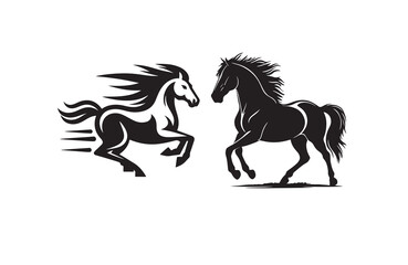 horse silhouette vector outline logo design illustration