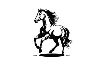 horse silhouette vector outline logo design illustration