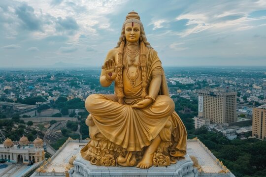 Golden Saint Ramanuja Statue Of Equality in Hyderabad.